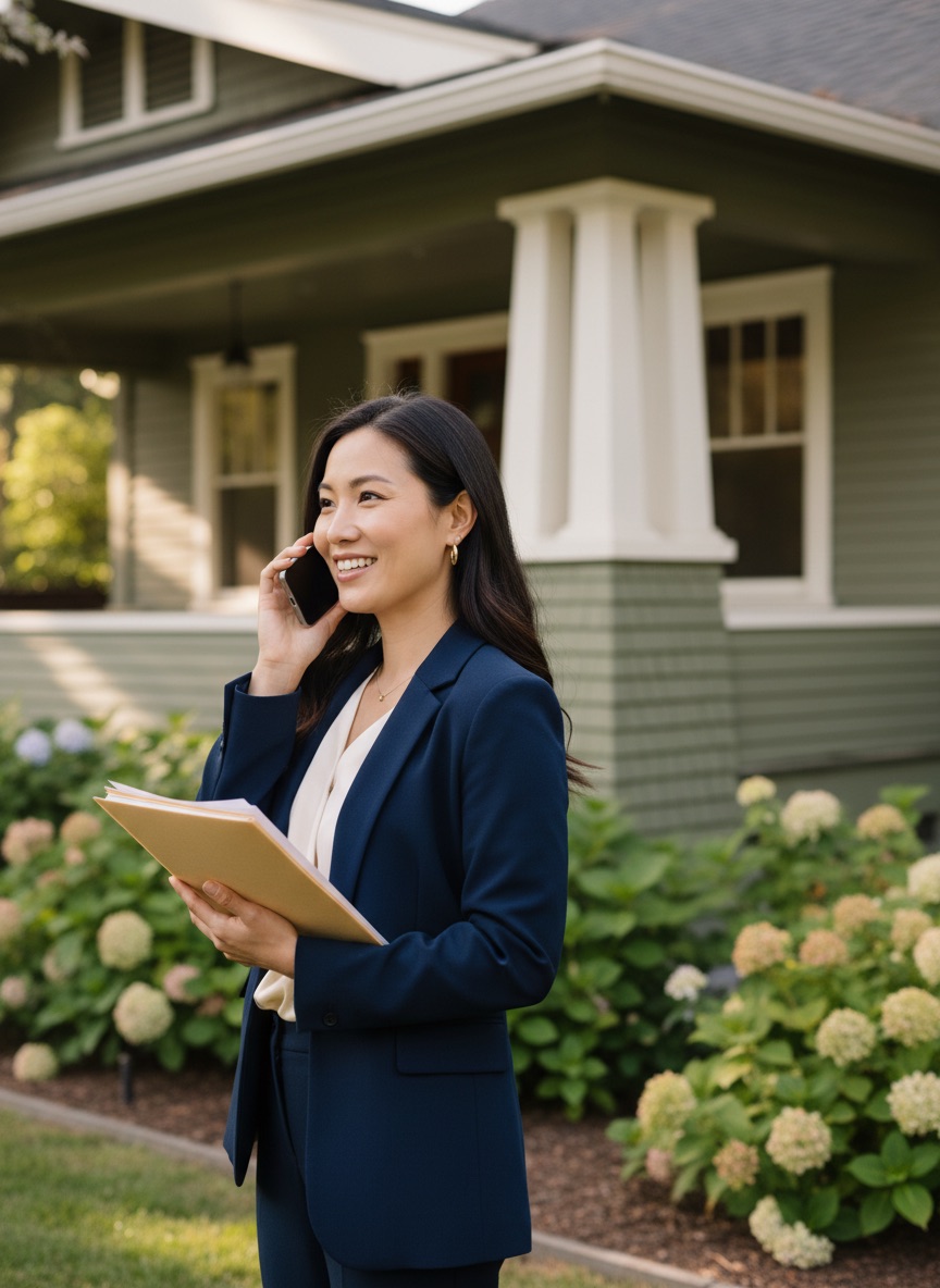 Real estate agent taking a call